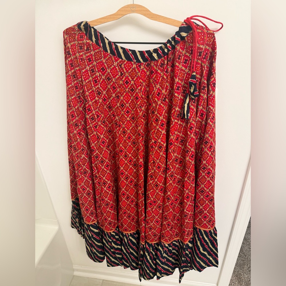Elegant Red Patterned Skirt